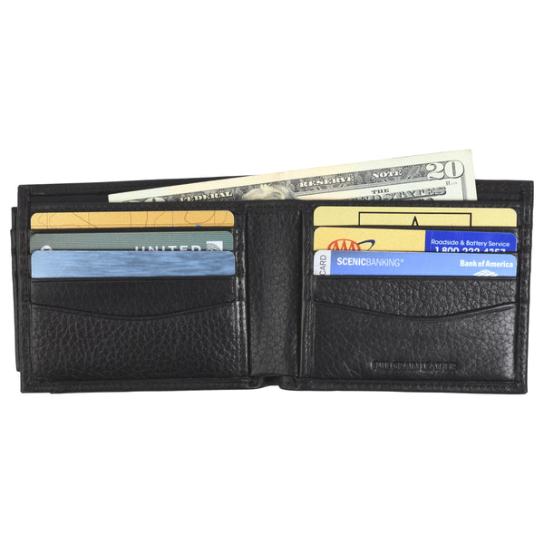 Removable ID Billfold  Wallet - Pebble Cowhide Leather