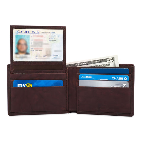 Billfold with ID Pullout - Buffalo Calf Crunch Leather