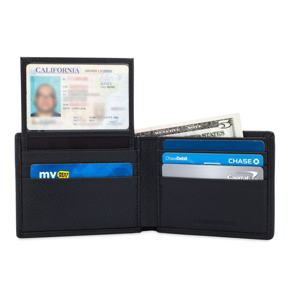 Billfold with ID Pullout - Pebble Cowhide Leather