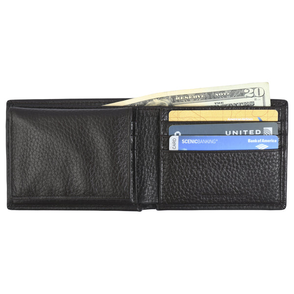 Billfold with ID Pullout - Pebble Cowhide Leather