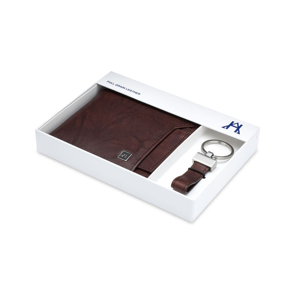 Removable ID Wallet w/key ring - Buffalo Calf Crunch Leather